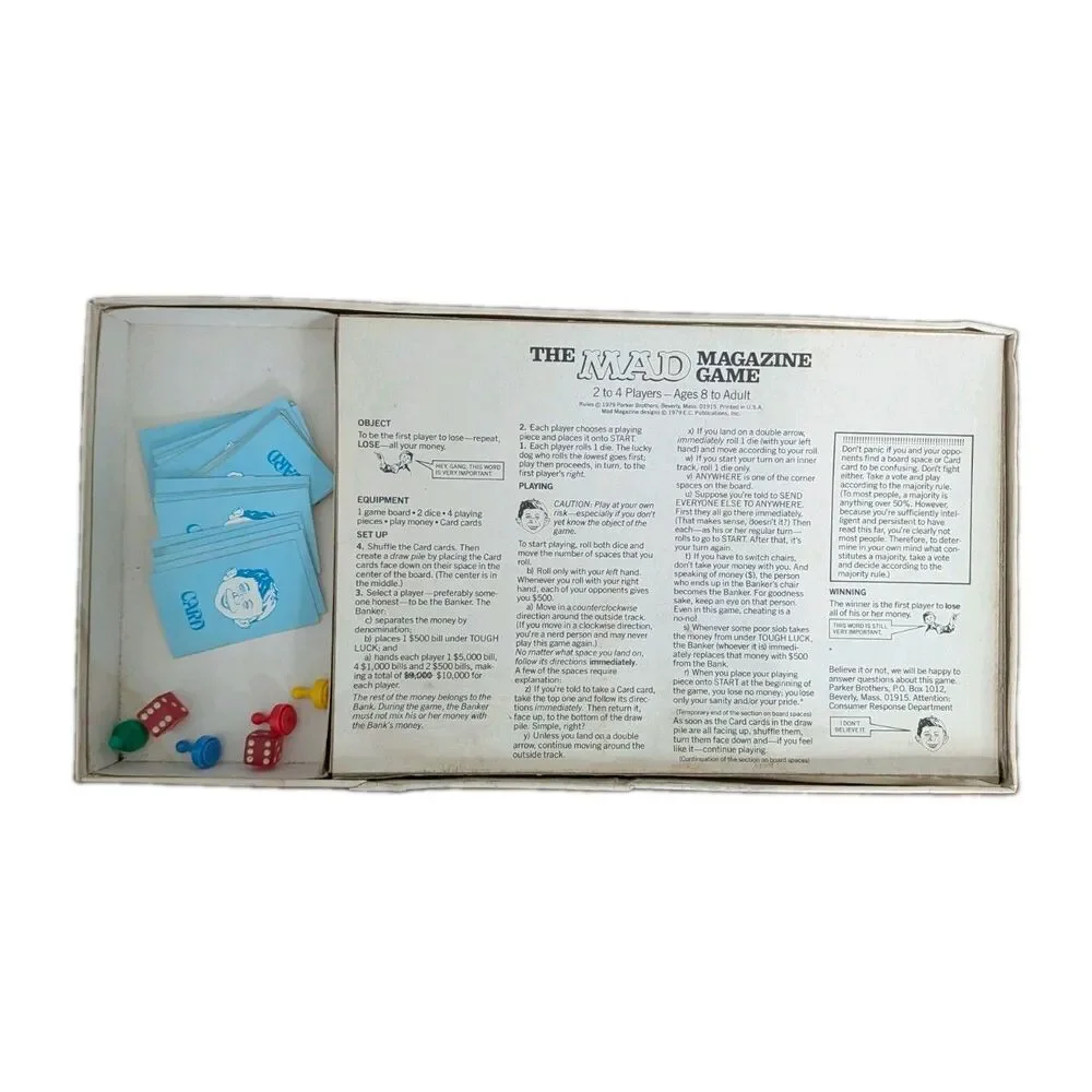 Vintage 1979 Mad Magazine Game Parker Brothers Board Game - As-Is Retro 70's TV
